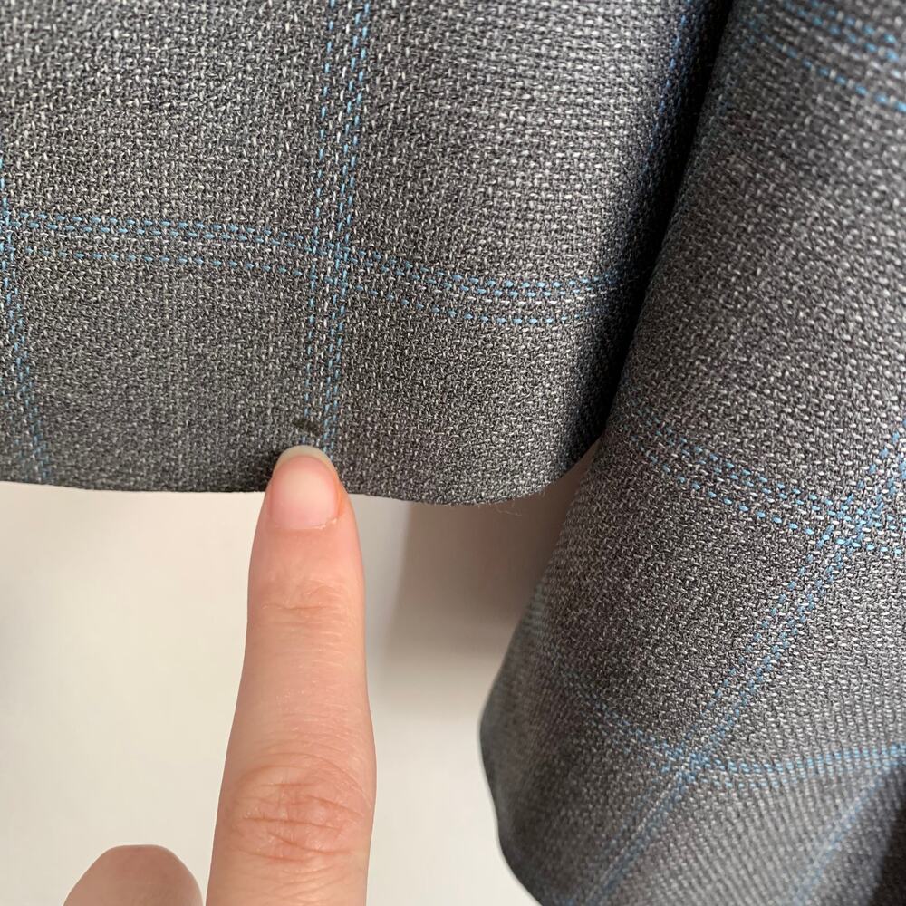 Barneys New York Loro Piana Plaid Grey Blue Wool Mens Blazer Size 40 - Picture 16 of 16